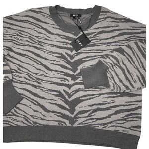 DKNY Gray Zebra Print V-Neck Sweater